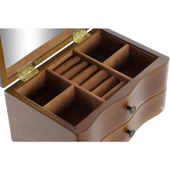 DKD Home Decor Joyero Marrón con Espejo y 1 Cajón, de MDF y Terciopelo, 20x13.5x12 cm 3 DKD Home Decor Joyero Marrón con Espejo y 1 Cajón, de MDF y Terciopelo, 20x13.5x12 cm 3