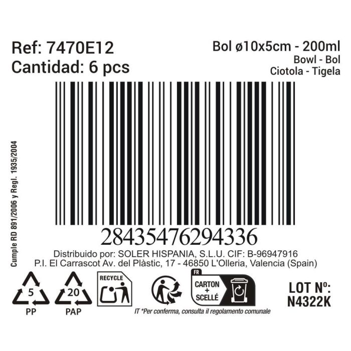 La Mediterranea Bol Black Clay 200 ml, 10 x 5.1 cm (24 Unidades) 2