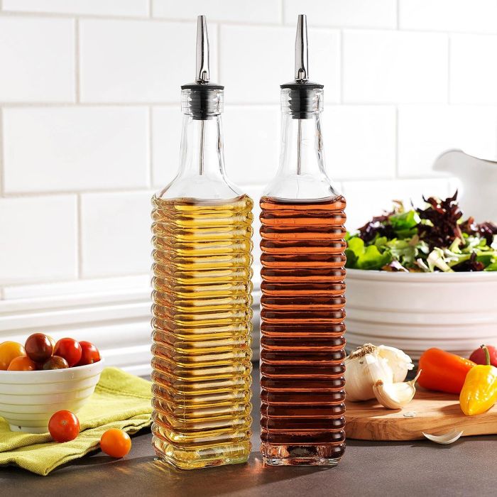 Aceitera de vidrio 500 ml con tapa de metal Anna (12 Unidades) 10 Aceitera de vidrio 500 ml con tapa de metal Anna (12 Unidades) 10