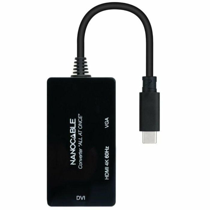 Adaptador USB-C a VGA/HDMI/DVI NANOCABLE 10.16.4301-ALL 20 cm Negro 3 Adaptador USB-C a VGA/HDMI/DVI NANOCABLE 10.16.4301-ALL 20 cm Negro 3