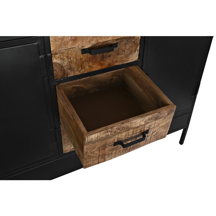 DKD Home Decor Buffet Loft de Madera de Mango y Metal Marrón y Negro con 3 Cajones, 3 Puertas y 2 Estanterías 160x40x90 cm 8