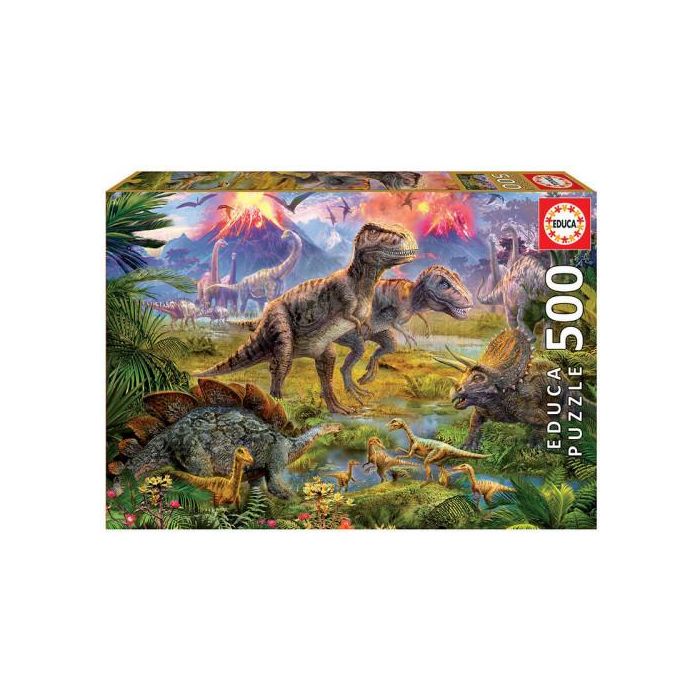Educa Puzzle 500 Piezas Encuentro de Dinosaurios, Rompecabezas para Edades 11 a 99 Años