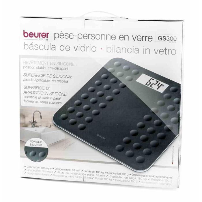 Beurer GS-300 Báscula Digital Antideslizante, Superficie de Goma, Negro - Ideal para Baño 1 Beurer GS-300 Báscula Digital Antideslizante, Superficie de Goma, Negro - Ideal para Baño 1