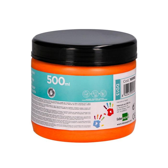 Pintura Dedos Liderpapel Naranja Tarrina De 500 Cc 3