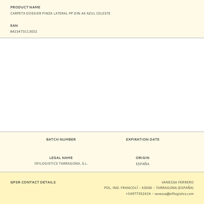 Liderpapel Carpeta Dossier Pinza Lateral Polipropileno DIN A4 Celeste Opaco 30 Hojas Deslizante Transparente y Opaca 3