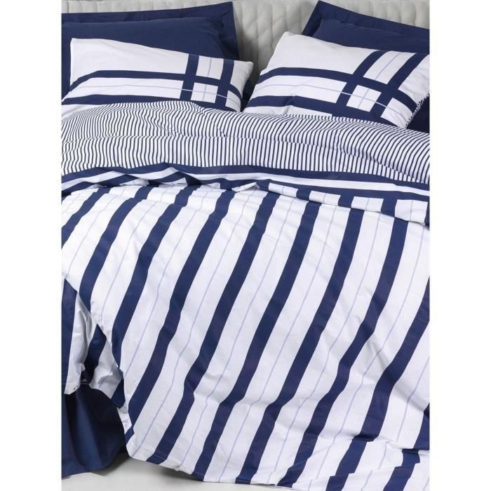 Juego de cama - 1 funda nórdica 220x240 cm + 2 fundas de almohada 60x60 cm - 100% algodón - Azul 3 Juego de cama - 1 funda nórdica 220x240 cm + 2 fundas de almohada 60x60 cm - 100% algodón - Azul 3