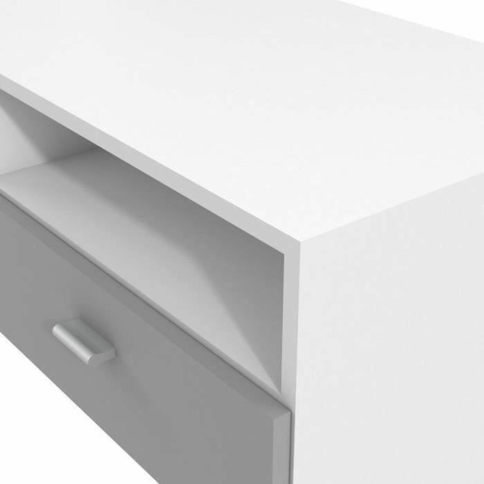 FINLANDEK Mueble TV HELPPO Contemporáneo Tablero de Partículas Gris y Blanco con 2 Solapas y 2 Huecos - 95 cm Ancho 4 FINLANDEK Mueble TV HELPPO Contemporáneo Tablero de Partículas Gris y Blanco con 2 Solapas y 2 Huecos - 95 cm Ancho 4