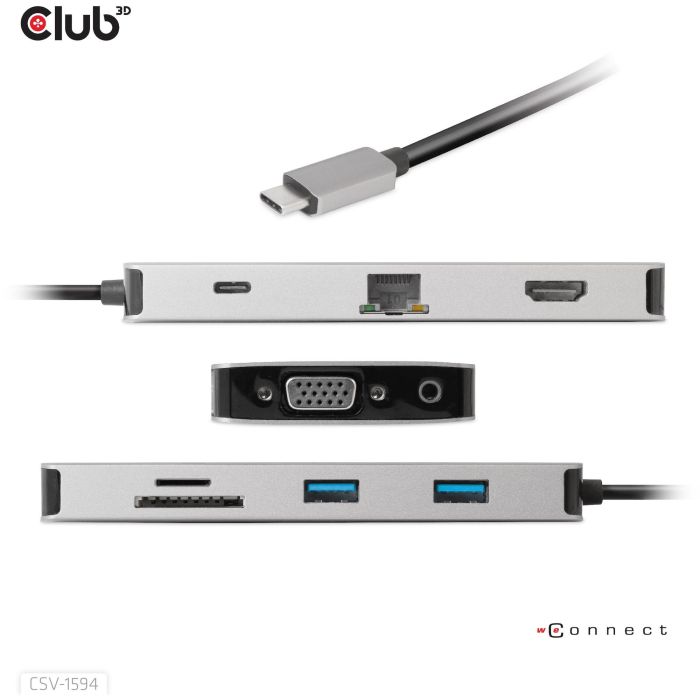 Club3D USB-C 9in1-HUB >HDMI/VGA/2xUSB/USB-C/RJ45/SD PD100W 11 Club3D USB-C 9in1-HUB >HDMI/VGA/2xUSB/USB-C/RJ45/SD PD100W 11