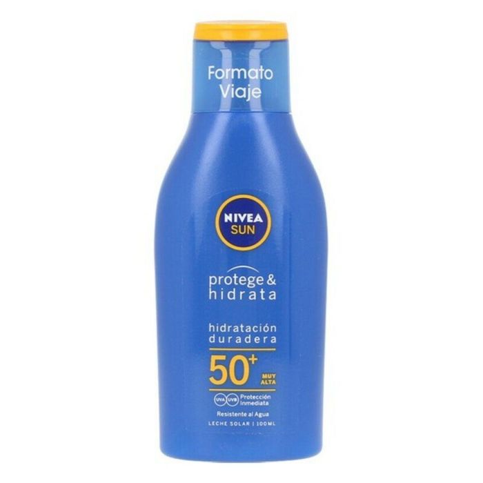 Nivea SUN Protege & Hidrata Leche Solar SPF 50+ Protección Muy Alta UVA/UVB Hidratación 24h Rápida Absorción Waterproof 100 ml