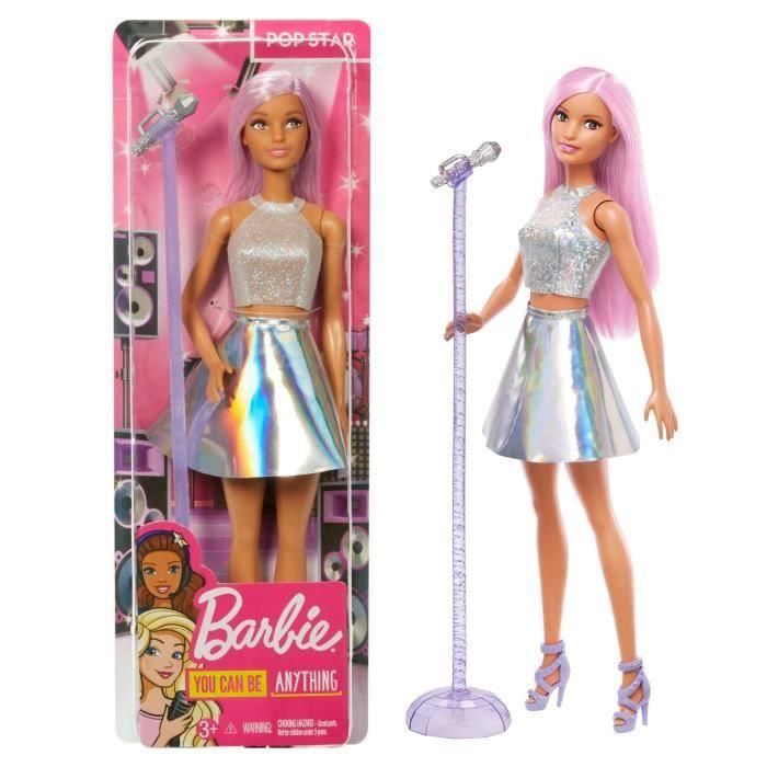 Barbie JCW42 Muñeca Estrella del Pop con Atuendo Brillante, Pelo Rosa Largo y Micrófono para Niños +3 Años Barbie JCW42 Muñeca Estrella del Pop con Atuendo Brillante, Pelo Rosa Largo y Micrófono para Niños +3 Años