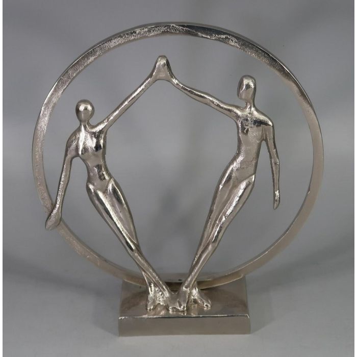 DKD Home Decor Figura Decorativa Moderna de Aluminio Plateado con Detalles de Pareja 11 x 36 x 34 cm