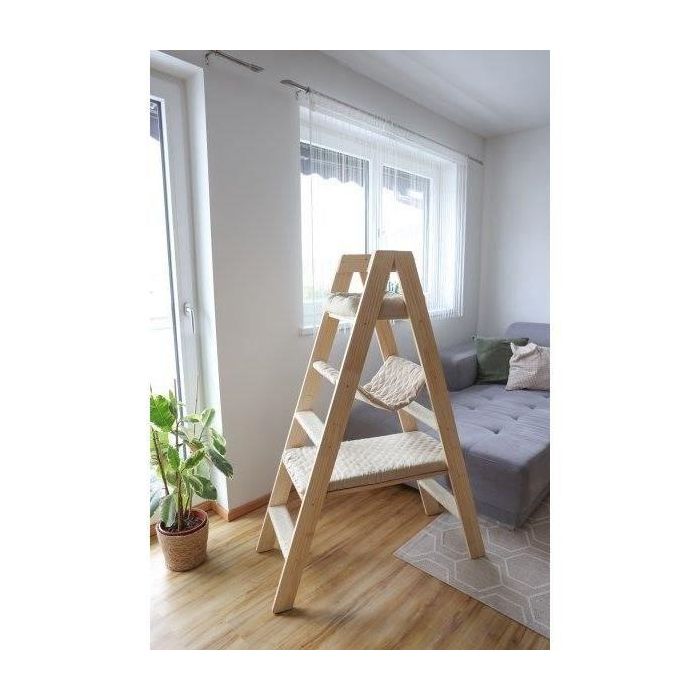 Rascador para gatos 134 cm - ESCALERA - KERBL - Madera maciza - 3 opciones de descanso 3