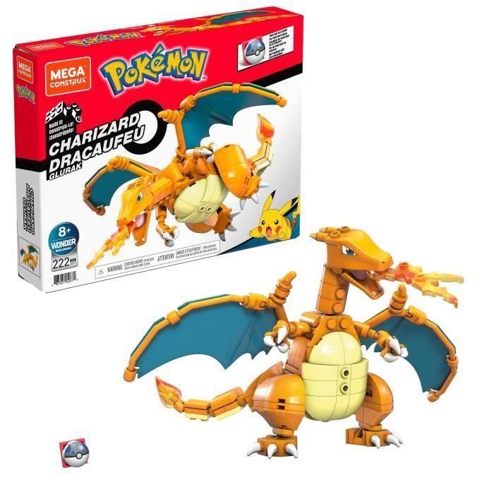 Mega Bloks Pokemon Charizard GWY77 Figura Articulada para Construir con 222 Piezas, +8 Años