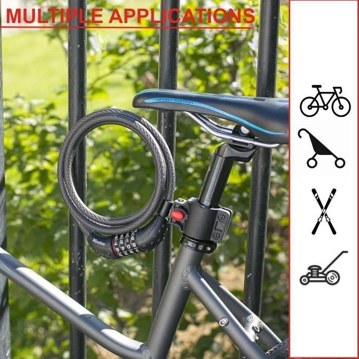 Candado para bicicleta - MASTER LOCK - 8120EURDPRO - Cable de acero trenzado - 1,8 m de longitud 3