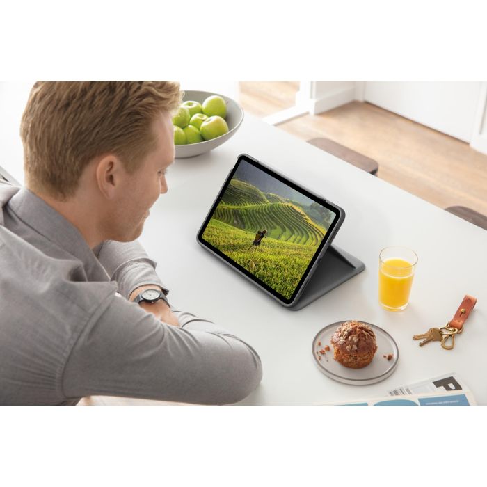 Logitech Slim Folio Teclado Bluetooth y Funda Protectora gris para Apple iPad Air de 10.9" (4ª Generación) 4