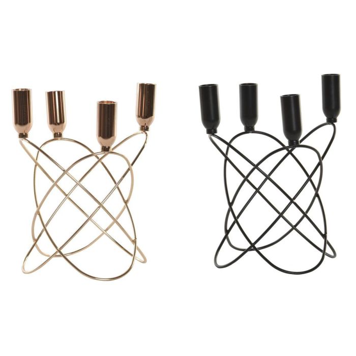 Candelabro Moderno DKD Home Decor Negro Dorado 20 x 23 x 20 cm (2 Unidades)