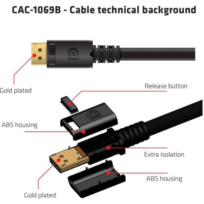 Club3D Cable DisplayPort 1.4 HBR3 4m, 8K 60Hz Macho/Macho, 32.4Gb/s, Conectores Dorados Certificado VESA 4 Club3D Cable DisplayPort 1.4 HBR3 4m, 8K 60Hz Macho/Macho, 32.4Gb/s, Conectores Dorados Certificado VESA 4