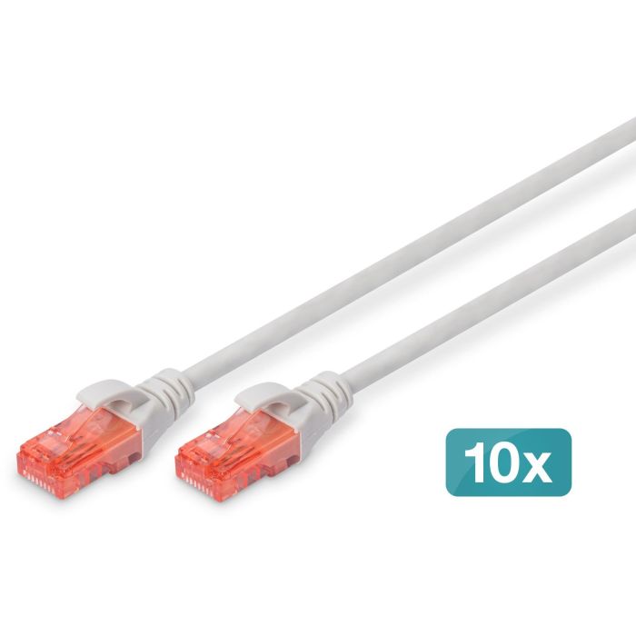 Digitus Cable de Red CAT 6 U/UTP Patch LSZH 0.5m Gris - Pack de 10 Unidades