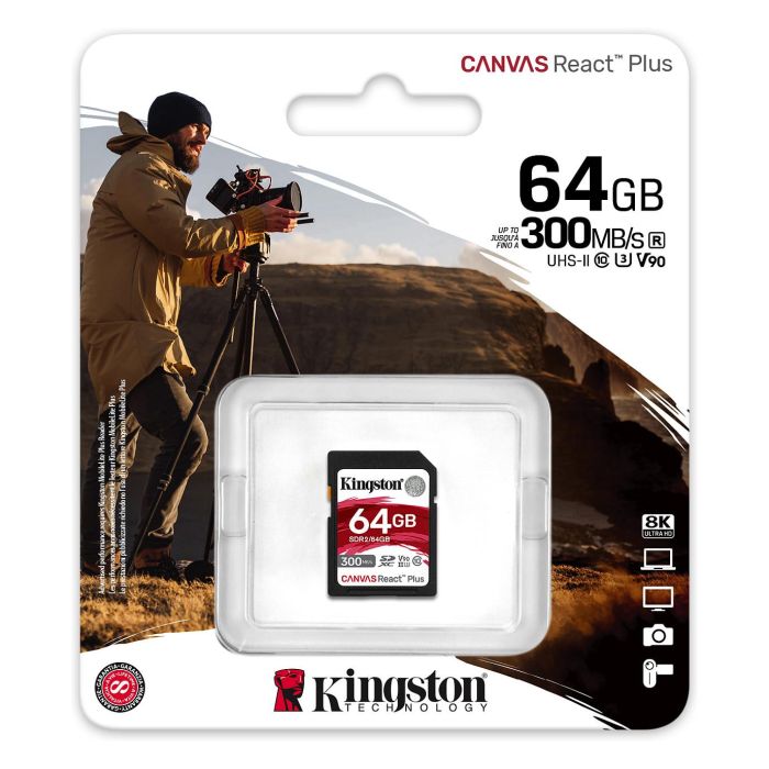 Kingston Canvas React Plus SDXC 64GB UHS-II U3 V90 Tarjeta de Memoria Velocidad Lectura 300MB/s Velocidad Escritura 260MB/s 2