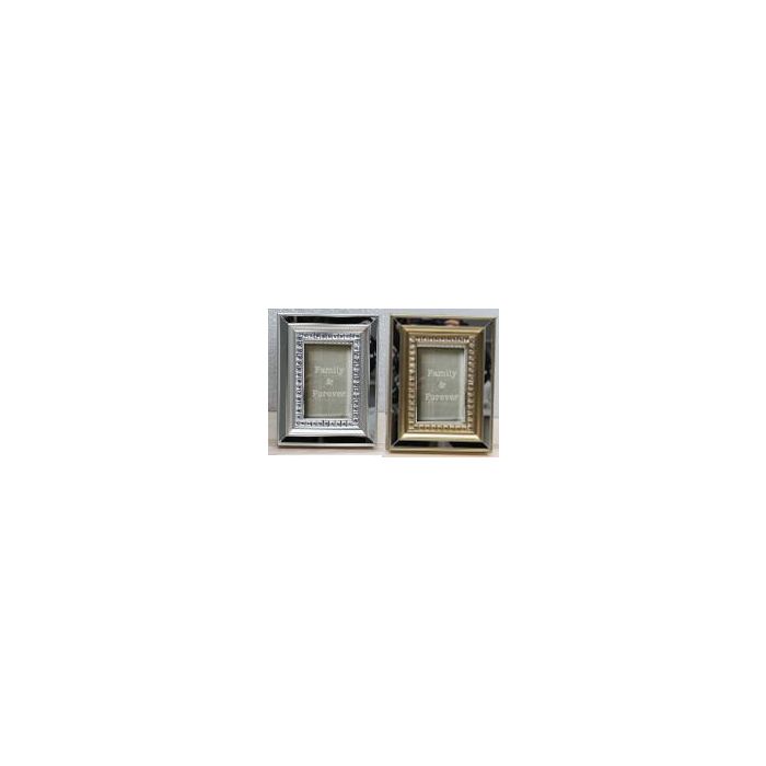 DKD Home Decor Marco de Fotos 20x25 cm Tradicional Ps y Cristal Dorado Plateado, 35x28x2 cm (4 Unidades)