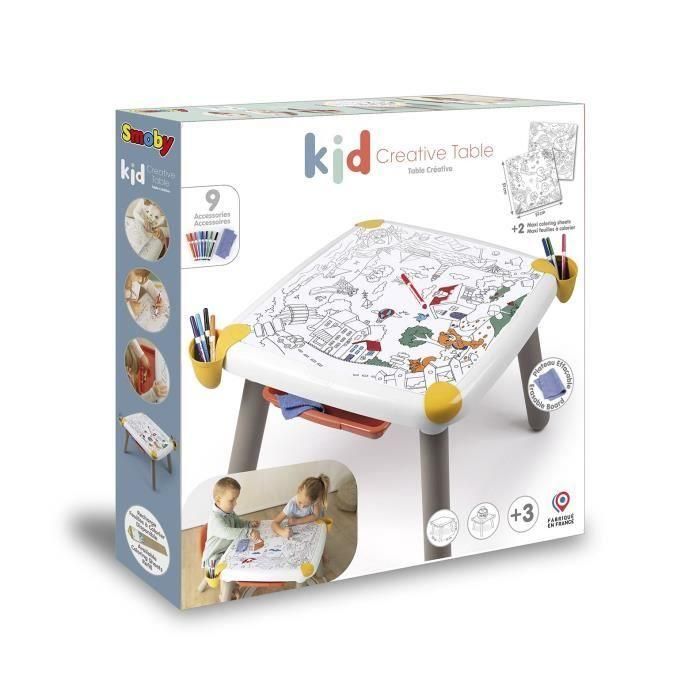Smoby SMO3032164204007 - Mesa infantil creativa con fieltro borrable, 2 láminas grandes para colorear y 3 compartimentos, edad 3+ años 1 Smoby SMO3032164204007 - Mesa infantil creativa con fieltro borrable, 2 láminas grandes para colorear y 3 compartimentos, edad 3+ años 1