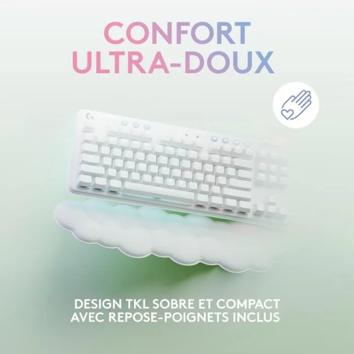 Logitech G Teclado Mecánico Inalámbrico G715 Táctil (GX Brown) con Reposamuñecas - Niebla Blanca 1 Logitech G Teclado Mecánico Inalámbrico G715 Táctil (GX Brown) con Reposamuñecas - Niebla Blanca 1