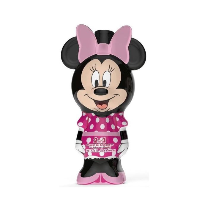 Air-Val Minnie Gel y Champú 2 en 1 Infantil, Limpiador Corporal y Cabello para Niños, Diseño 2D, 400 ml