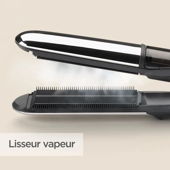 BaByliss ST496E Plancha para el pelo a vapor Steam Shine con función iónica y placas de cerámica de 39 mm, 5 temperaturas hasta 230 °C 2