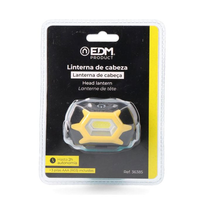 Edm Linterna frontal LED 1W, luz fría 6500K, 3 modos (120lm/50lm/flash), autonomía 2h, amarillo/negro 4 Edm Linterna frontal LED 1W, luz fría 6500K, 3 modos (120lm/50lm/flash), autonomía 2h, amarillo/negro 4