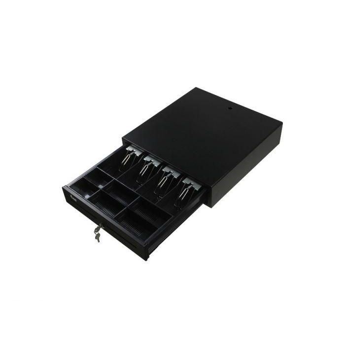 Equip 351010 Cajón Portamonedas TPV Caja Registradora Apertura Manual, Negro Metálico, 4 Billetes 8 Monedas, 420x405x110mm