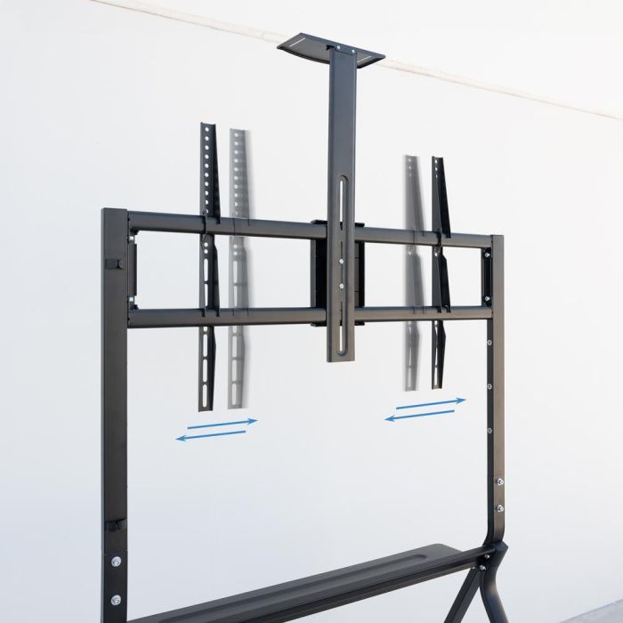 TooQ iStar Soporte de Suelo con Ruedas para Pantallas 55-100", Carga 120 kg, Altura Ajustable, Negro, con Bandejas 5