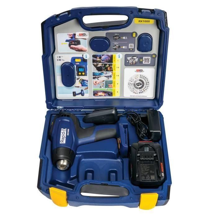 Pistola de aire caliente a batería de 18 V - RAPID - RX1000 - Estuche + batería de 4,0 Ah + cargador 4 Pistola de aire caliente a batería de 18 V - RAPID - RX1000 - Estuche + batería de 4,0 Ah + cargador 4
