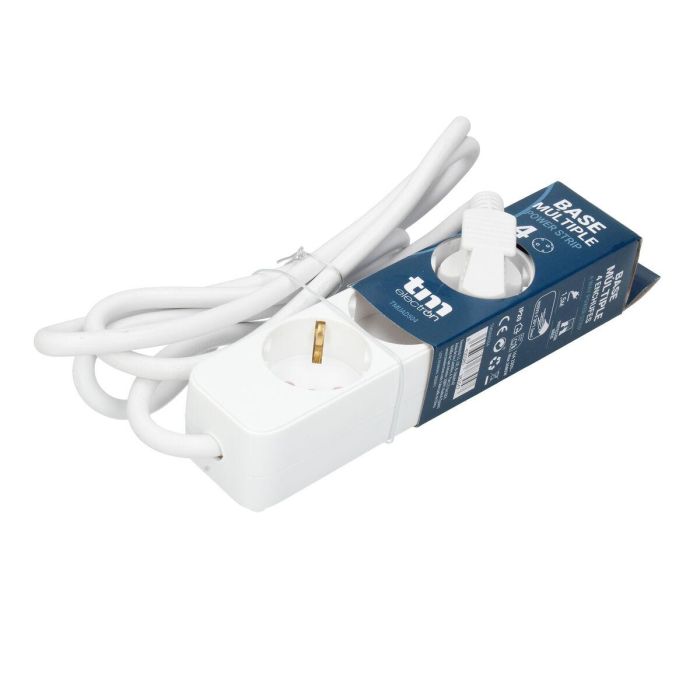 Regleta Enchufes 4 Tomas sin Interruptor TM Electron TMUAD504 Blanco 3680 W (1,5 m) (4 Unidades) 1