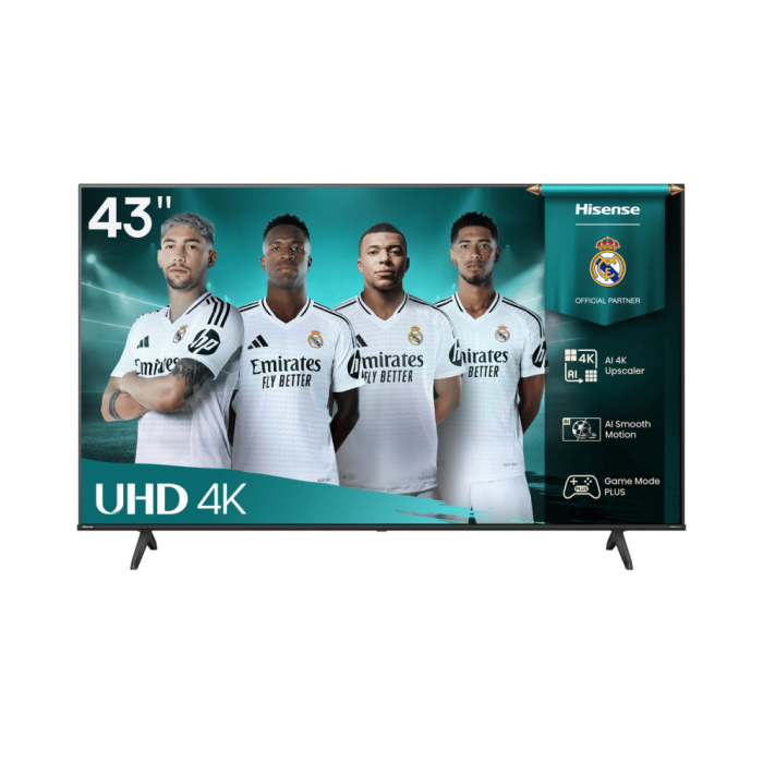 Hisense 43A6Q Televisor Smart TV 43" 4K Ultra HD VIDAA Alexa, Dolby Vision, Modo Juego Plus, Wi-Fi Negro