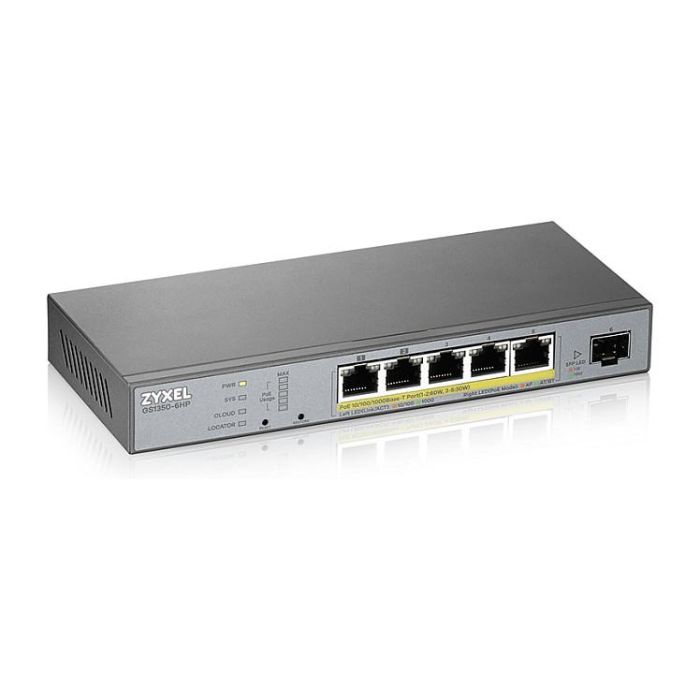 Zyxel GS1350-6HP-EU0101F Switch Gestionado Gigabit Ethernet PoE 5 Puertos 60W Montaje Pared