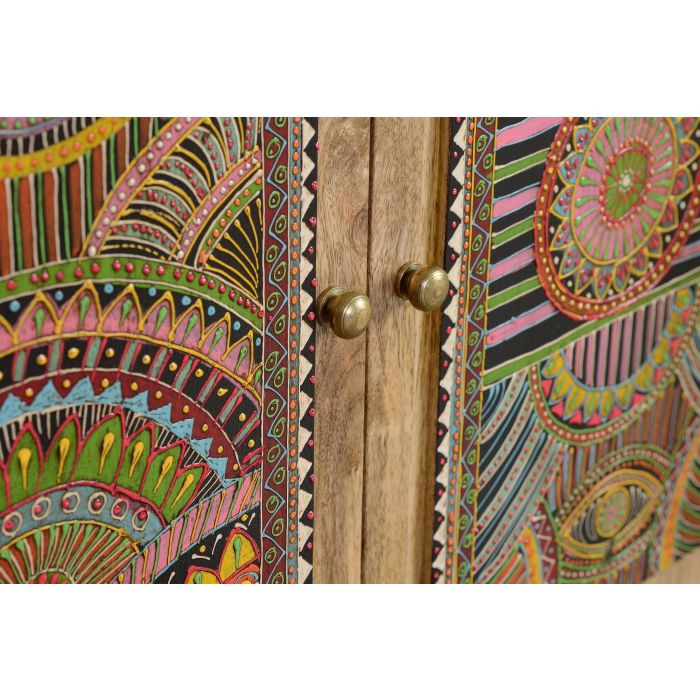 Giner y Colomer Mueble Auxiliar Mango Natural con Detalles Multicolor 60x60x30 cm 5