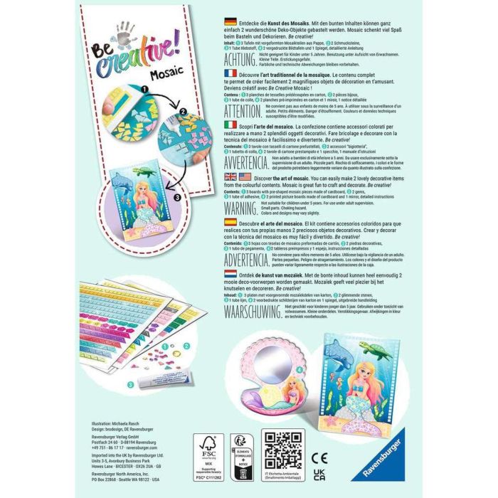 Ravensburger Caja Mosaico de Sirena para Decorar 2 Objetos Fácilmente - A partir de 7 años 8 Ravensburger Caja Mosaico de Sirena para Decorar 2 Objetos Fácilmente - A partir de 7 años 8