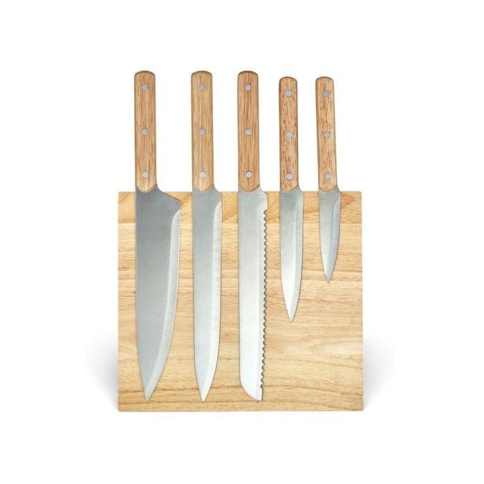 Livoo MEC136 - Juego de 5 cuchillos con hoja de acero inoxidable - Incluye soporte magnético - Medidas: 20 a 32,5 cm 3