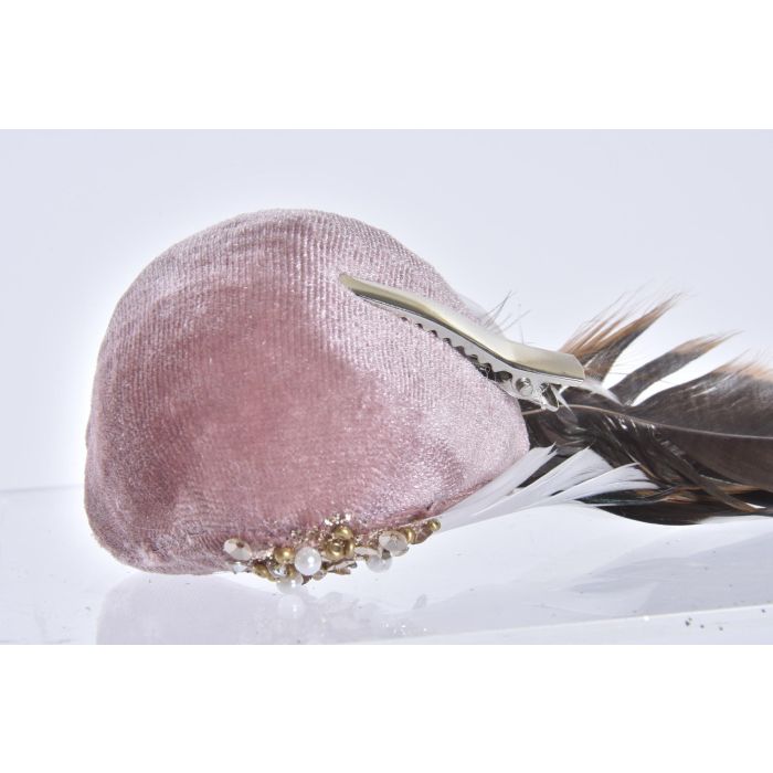 DKD Home Decor Figura Navidad Pájaro Alpina de Poliéster Rosa Negro 8x8x25 cm (2 Unidades) 2