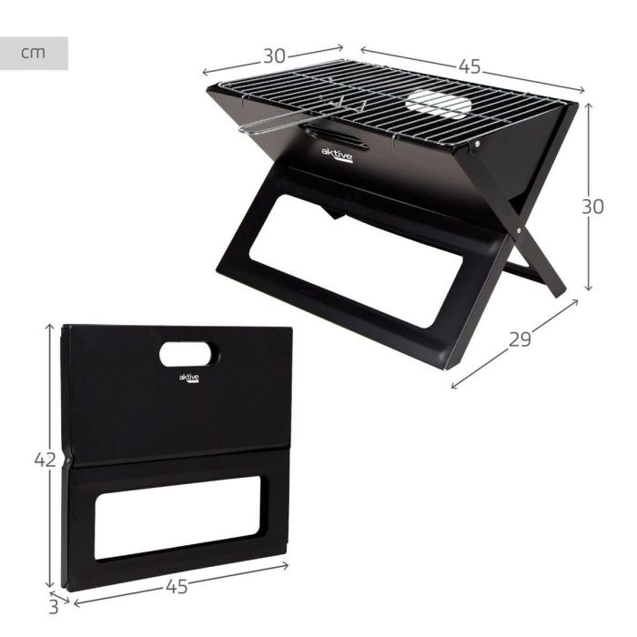 Barbacoa Portátil Aktive Negro Acero Hierro 45 x 30 x 29 cm 3 Barbacoa Portátil Aktive Negro Acero Hierro 45 x 30 x 29 cm 3