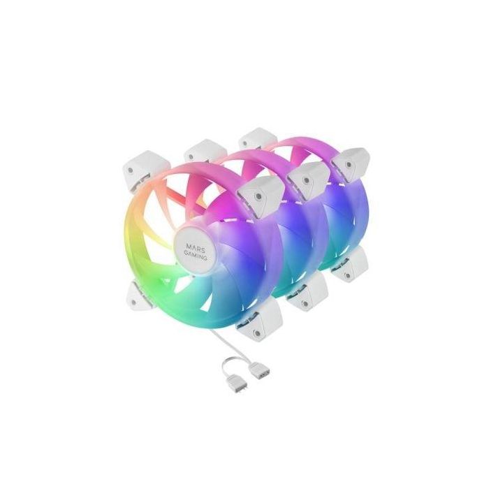 Pack 3 Ventiladores Mars Gaming MF-3A/ 12cm/ ARGB/ Blanco 3 Pack 3 Ventiladores Mars Gaming MF-3A/ 12cm/ ARGB/ Blanco 3