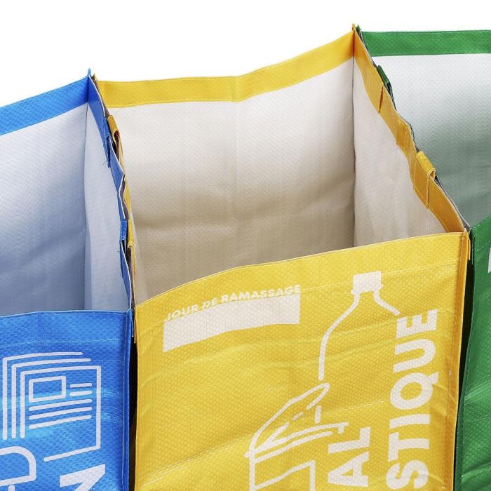 Je cherche une Idee Juego 3 Bolsas Reciclaje Separación Desechos Papel Cartón Metal Plástico Vidrio 28.5x27.5x40.5 cm 4