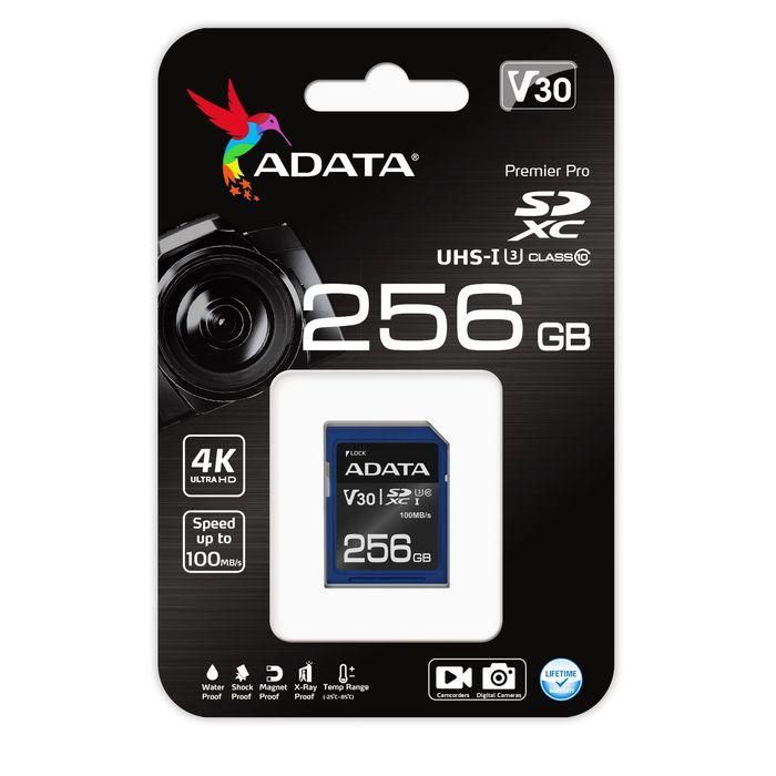 ADATA Tarjeta de Memoria SDXC UHS-I U3 Class 10 (V30S) Premier Pro 256 GB 1