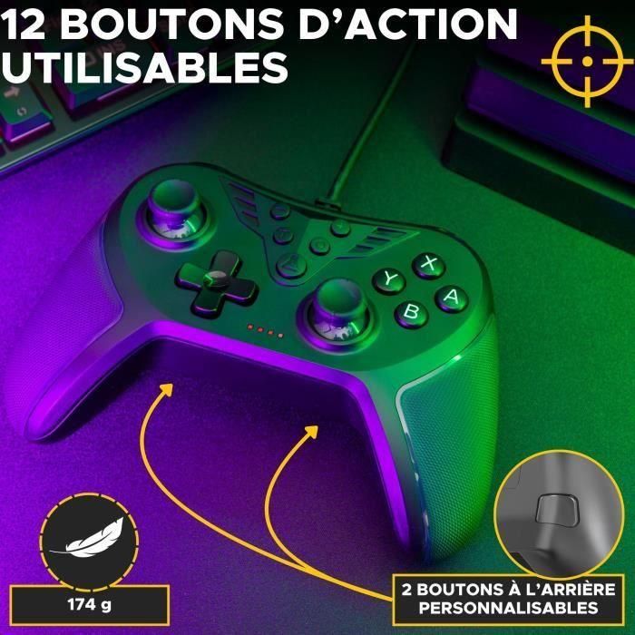 The G-Lab THE3760162050394 Controlador Gamer K-PAD HELIUM con cable para PC y PS Negro 3