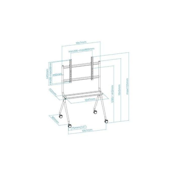 TooQ FS20205M-B Soporte de Suelo con Ruedas para TV 50-86" hasta 120kg, Aluminio/Acero Gris, Bandeja, Gestión de Cables 3 TooQ FS20205M-B Soporte de Suelo con Ruedas para TV 50-86" hasta 120kg, Aluminio/Acero Gris, Bandeja, Gestión de Cables 3