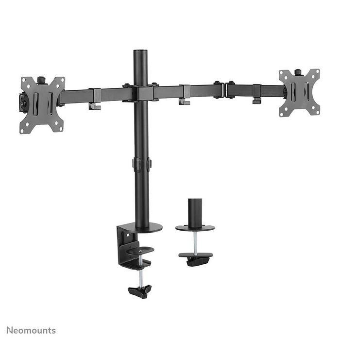 Neomounts Full Motion Dual Desk Mount (Clamp & Grommet) For Two 10-32" Monitor Screens, Height Adjustable - Black 2 Neomounts Full Motion Dual Desk Mount (Clamp & Grommet) For Two 10-32" Monitor Screens, Height Adjustable - Black 2