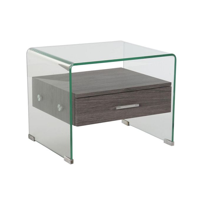 Mesita De Noche Moderno DKD Home Decor Gris Transparente 40 x 45.5 x 50 cm