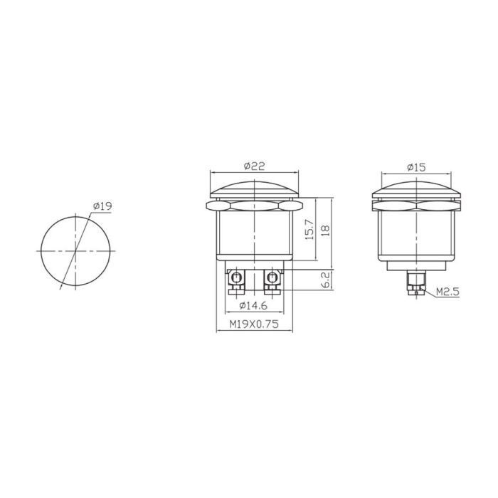 Edm Pulsador metálico cromado 2A 250V 1