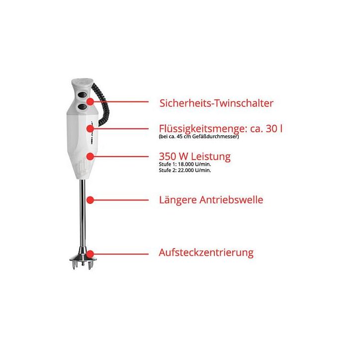 ESGE P 350 Profi Batidora de inmersión, 350 W, 2 velocidades (18000-22000 RPM), color gris y blanco, cable 1.5 m 2 ESGE P 350 Profi Batidora de inmersión, 350 W, 2 velocidades (18000-22000 RPM), color gris y blanco, cable 1.5 m 2