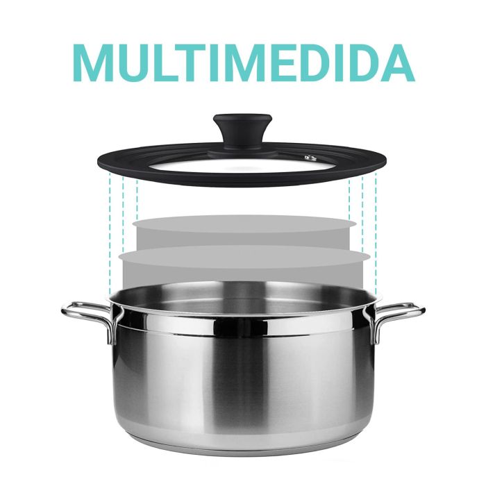 Quttin Tapa para Sartén de Vidrio con Borde de Goma, Compatible con 18, 20 y 22 cm (12 Unidades) 4
